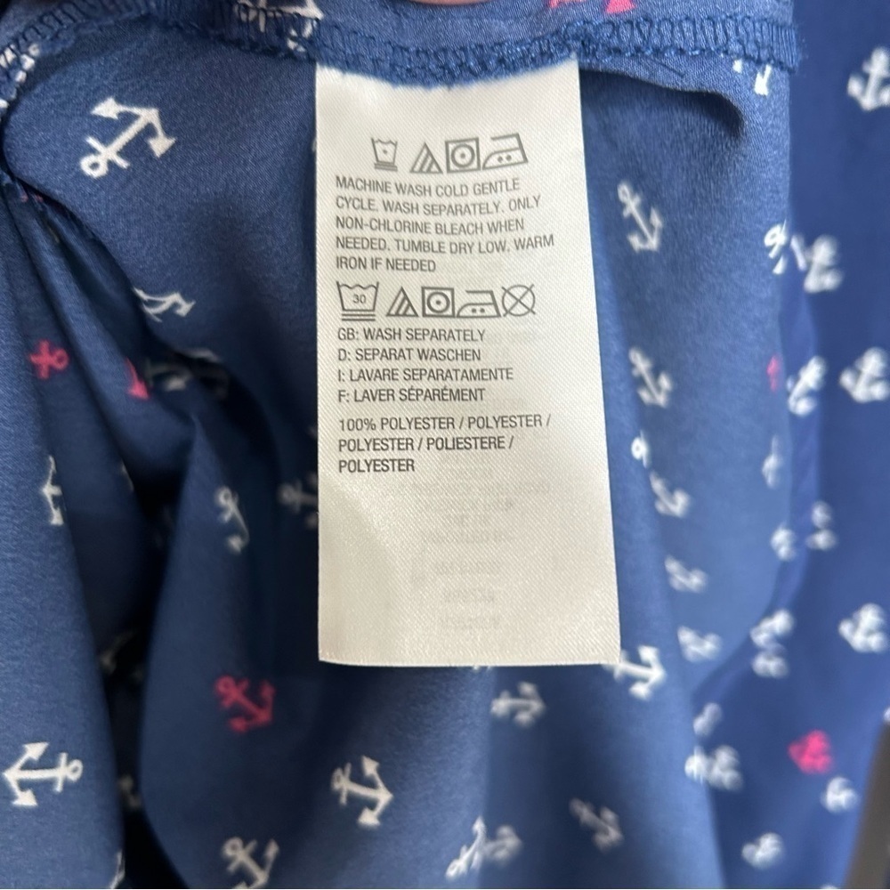 C. Wonder Women’s Anchor Print Button Front "Carrie" Blouse Navy Size 10 - Picture 7 of 7